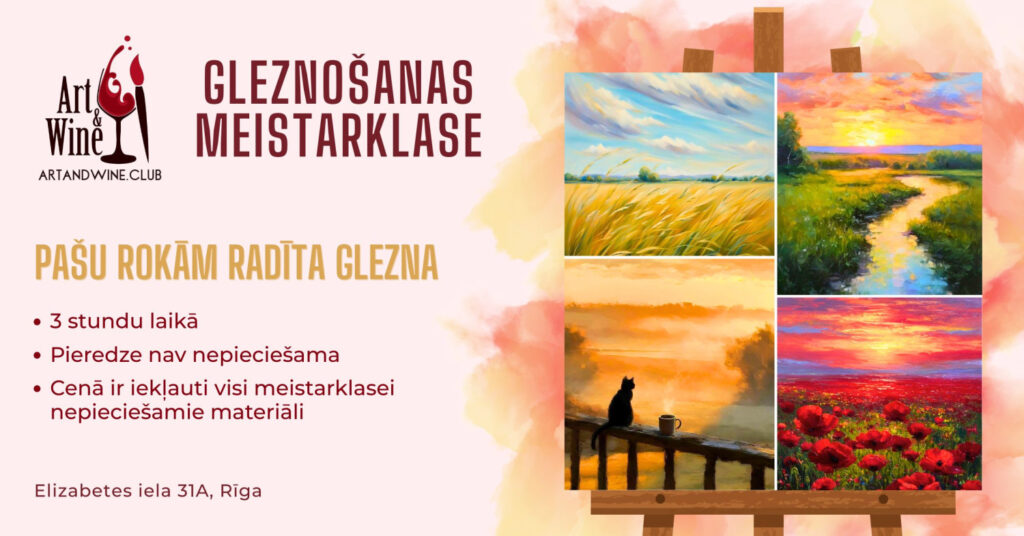 Art&Wine radošā meistarklase: Gleznojam ‘ Ainavas’.