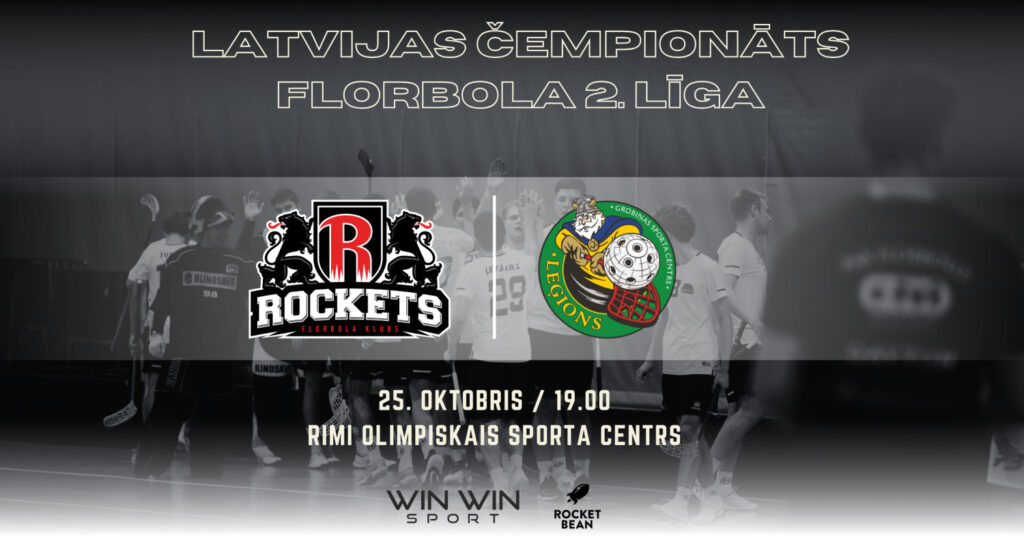 Latvijas čempionāta florbolā 2. līgas spēle FBK Rīga Rockets pret DKSS/SK Leģions